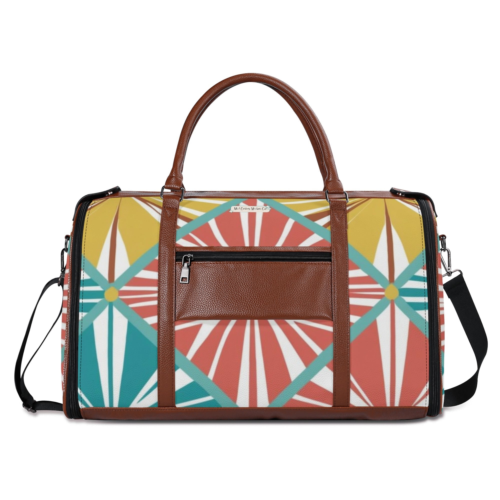 Mid Century Modern Travel Bag, Atomic Kitschy Cat, Retro Funky Fun Duffle Bag Foldable Travel Bag - Mid Century Modern Gal