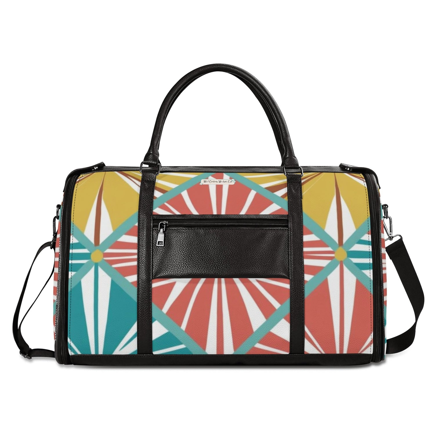 Mid Century Modern Travel Bag, Atomic Kitschy Cat, Retro Funky Fun Duffle Bag Foldable Travel Bag - Mid Century Modern Gal