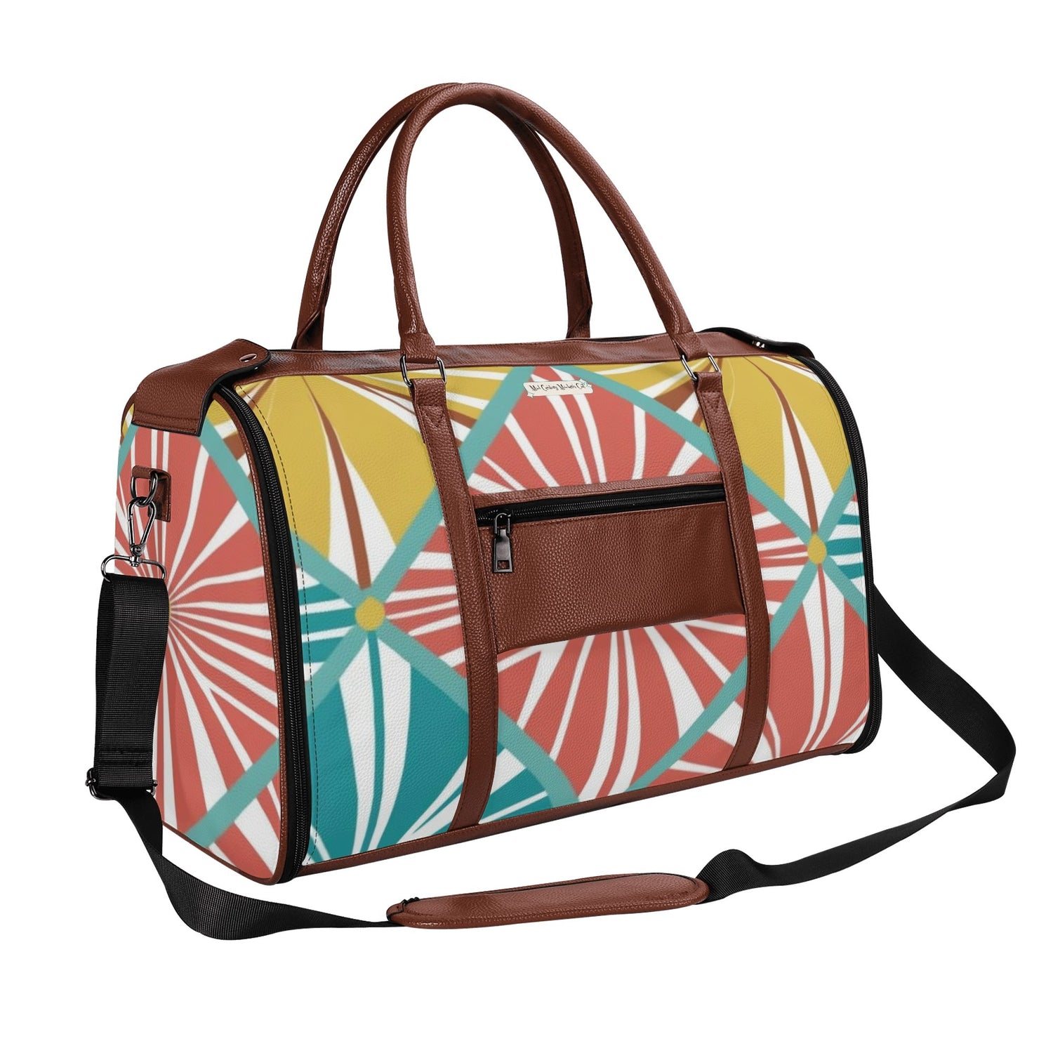 Mid Century Modern Travel Bag, Atomic Kitschy Cat, Retro Funky Fun Duffle Bag Foldable Travel Bag - Mid Century Modern Gal