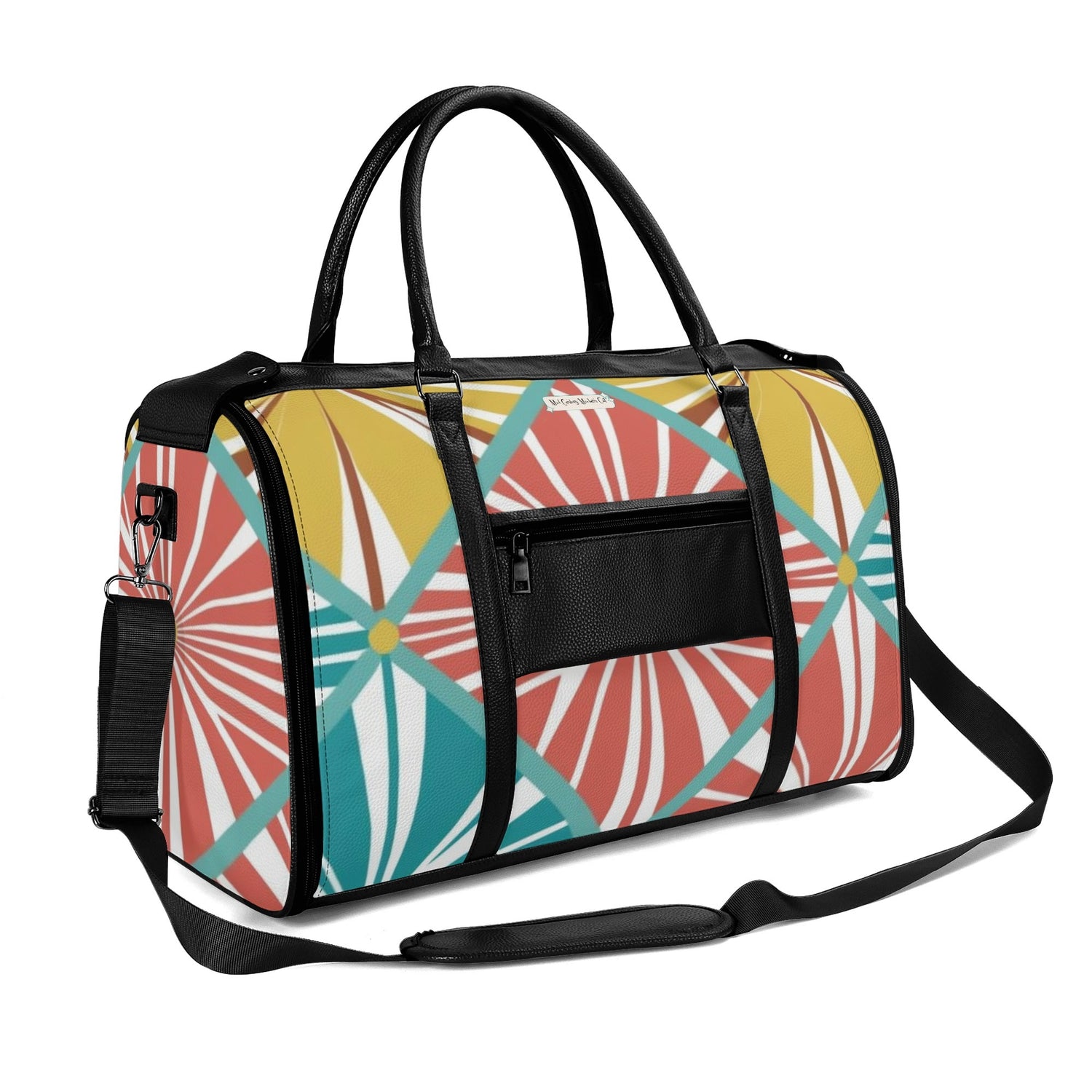 Mid Century Modern Travel Bag, Atomic Kitschy Cat, Retro Funky Fun Duffle Bag Foldable Travel Bag - Mid Century Modern Gal