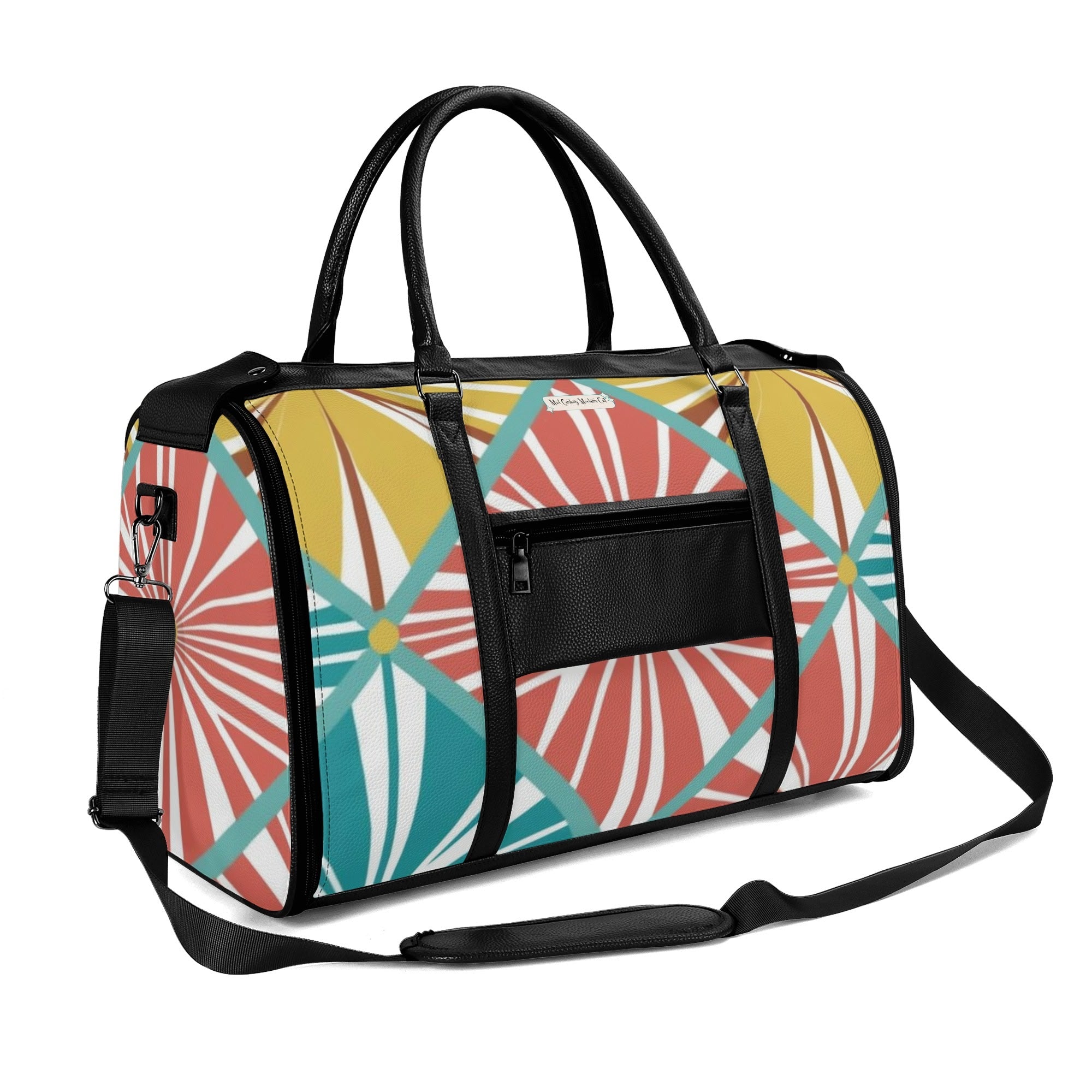 Mid Century Modern Travel Bag, Atomic Kitschy Cat, Retro Funky Fun Duffle Bag Foldable Travel Bag - Mid Century Modern Gal