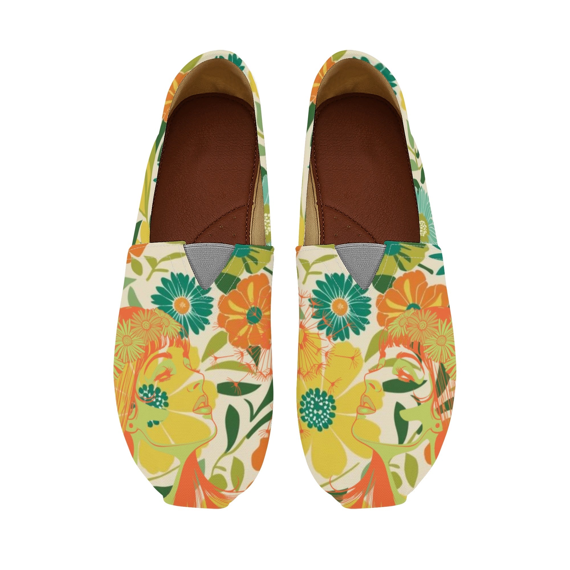 Hippie Retro Flower Power Flower Child Comfy Cute FloralWomens Casual Shoes - Mid Century Modern Gal