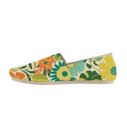 Hippie Retro Flower Power Flower Child Comfy Cute FloralWomens Casual Shoes - Mid Century Modern Gal