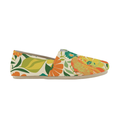 Hippie Retro Flower Power Flower Child Comfy Cute FloralWomens Casual Shoes - Mid Century Modern Gal