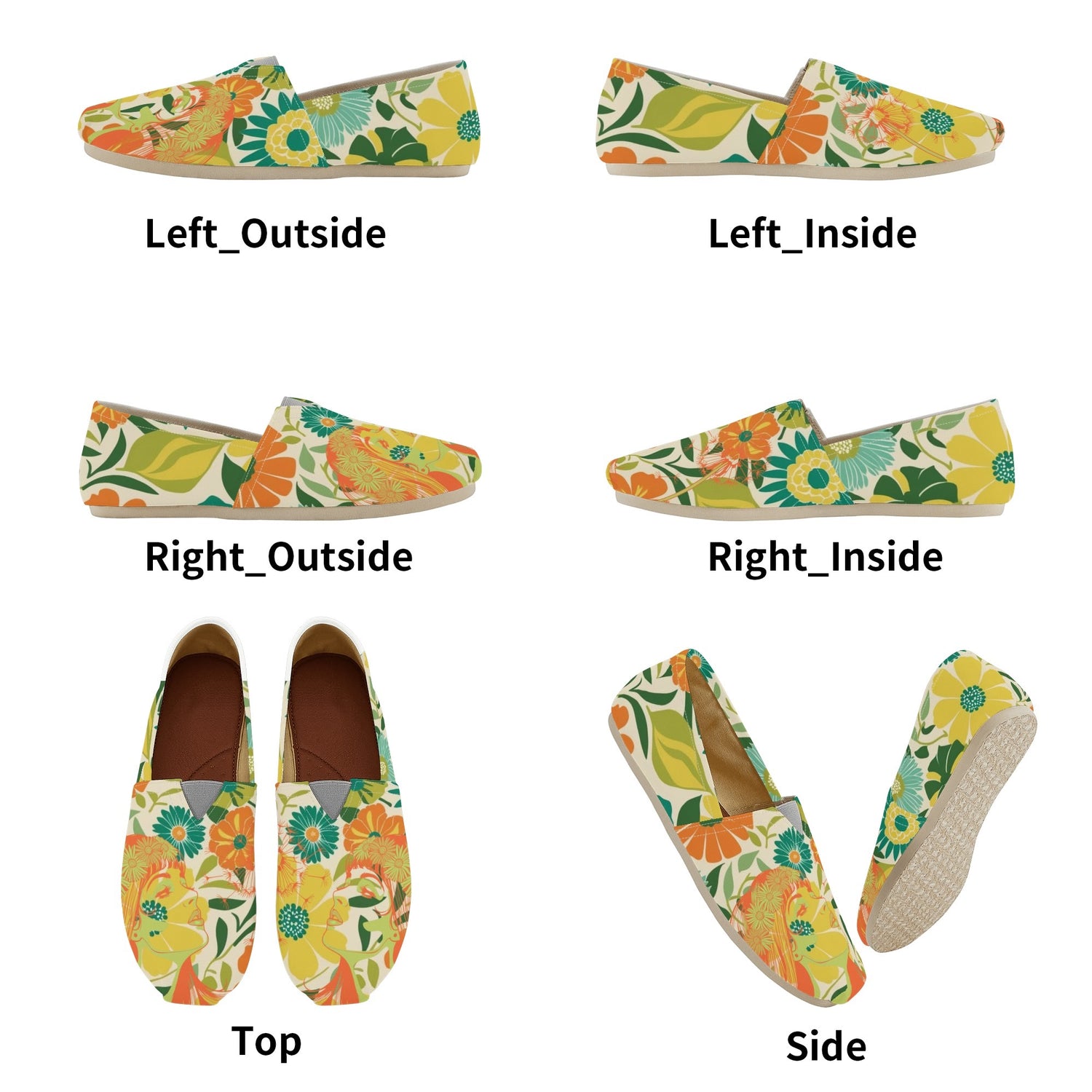 Hippie Retro Flower Power Flower Child Comfy Cute FloralWomens Casual Shoes - Mid Century Modern Gal