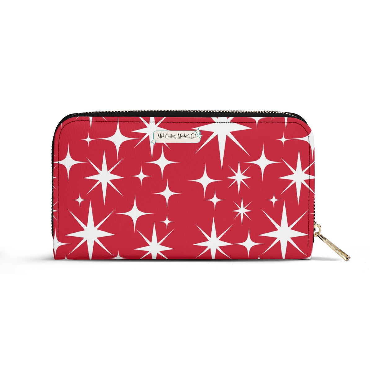 Mid Century Modern Red Atomic Starburst Christmas Kitschy Mod Gal Wristlet - Mid Century Modern Gal