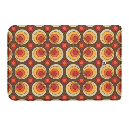 Retro 70s Groovy Clutch Wallet, Brown Orange Space Orbs - Mid Century Modern Gal
