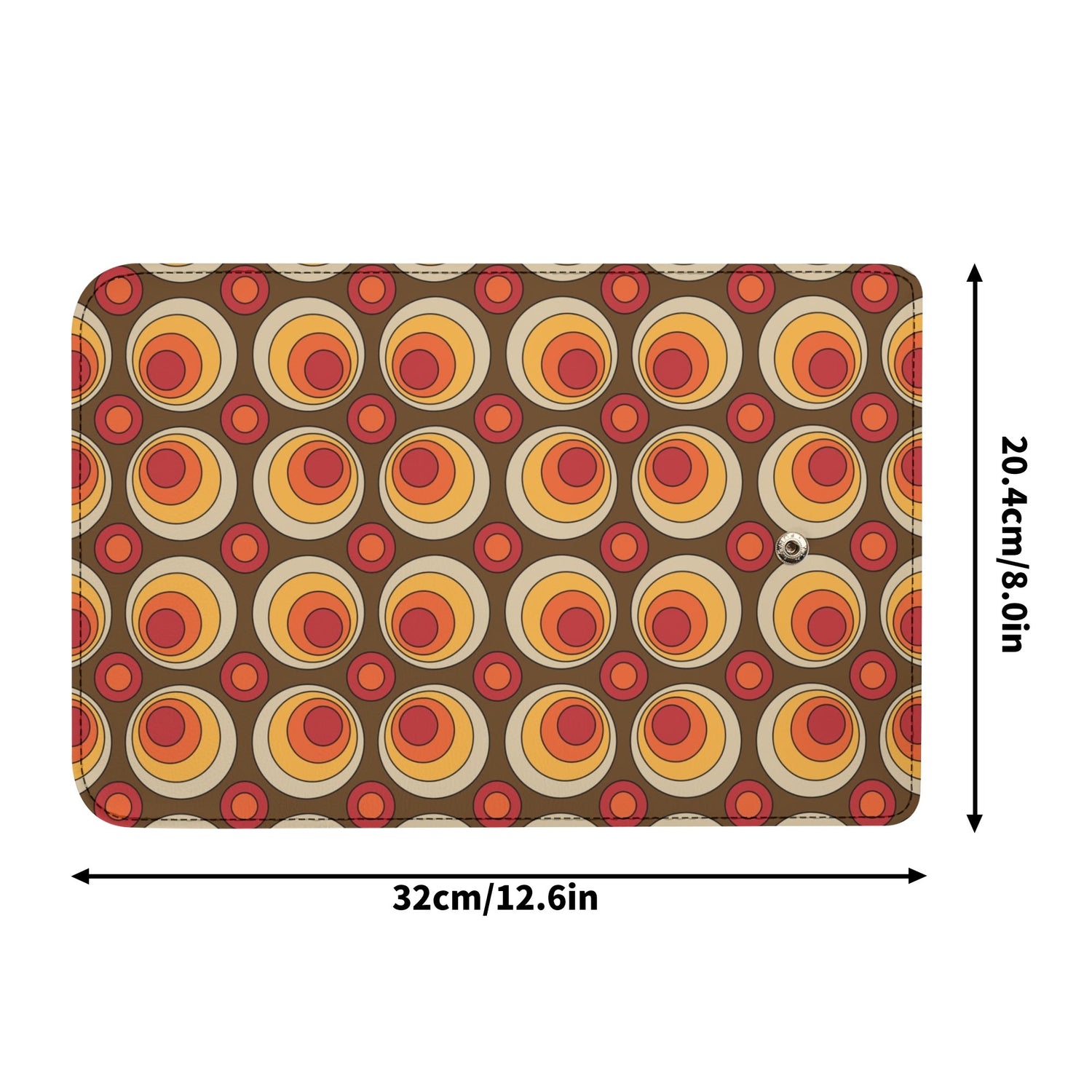 Retro 70s Groovy Clutch Wallet, Brown Orange Space Orbs - Mid Century Modern Gal