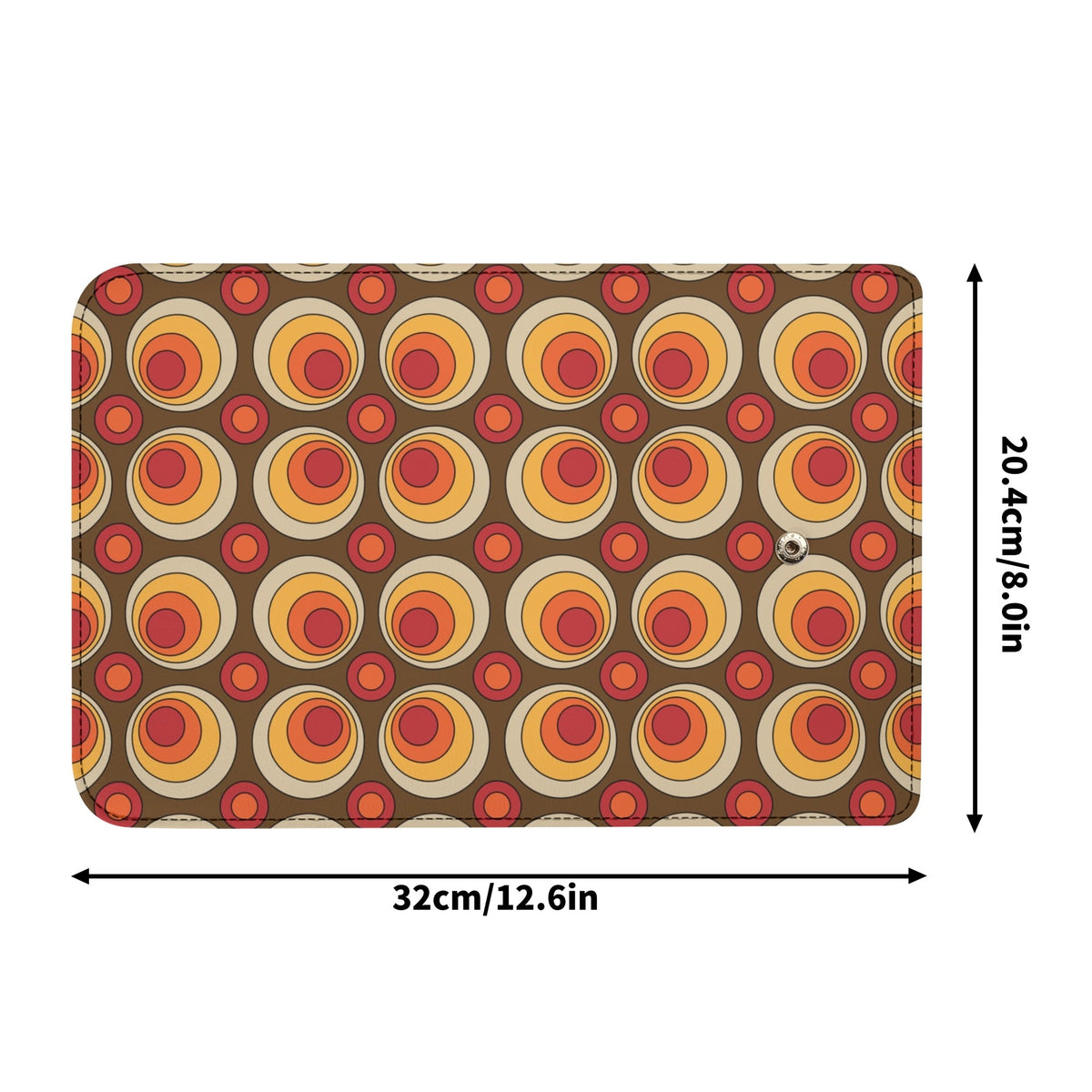 Retro 70s Groovy Clutch Wallet, Brown Orange Space Orbs - Mid Century Modern Gal