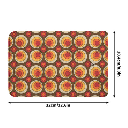 Retro 70s Groovy Clutch Wallet, Brown Orange Space Orbs - Mid Century Modern Gal