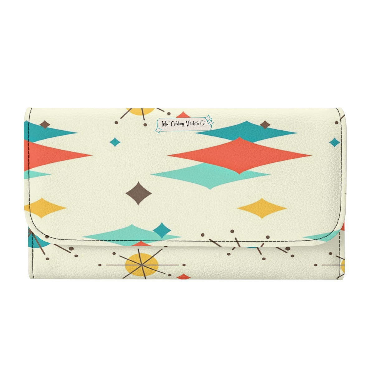 Atomic Cat Franciscan Starburst Retro Mid Mod Trifold Clutch Long Wallet - Mid Century Modern Gal