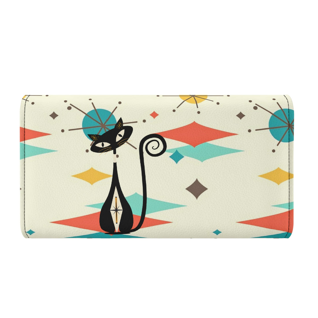 Atomic Cat Franciscan Starburst Retro Mid Mod Trifold Clutch Long Wallet - Mid Century Modern Gal