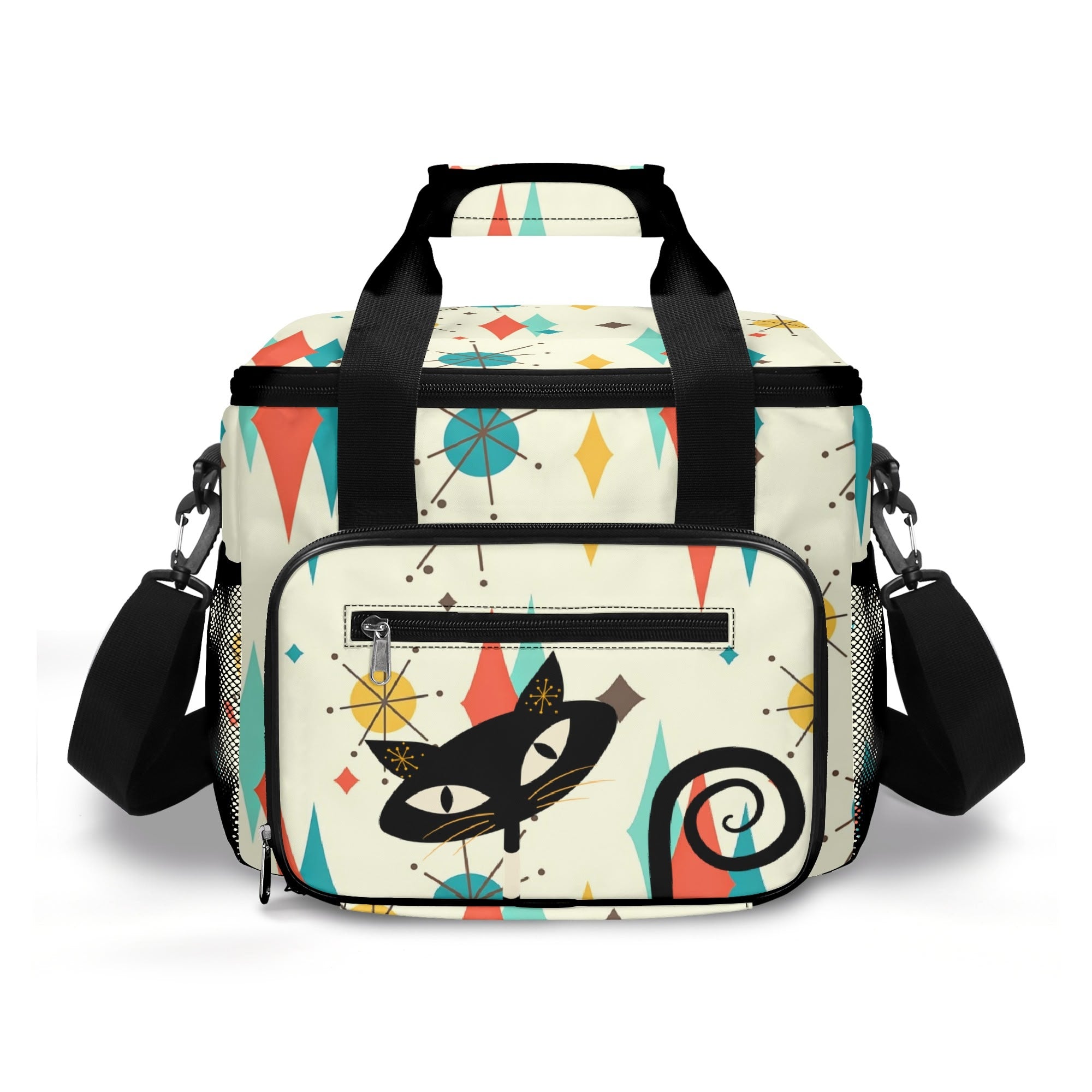 Atomic Retro Black Cat Franciscan Starburst Insulated Cooler Pool Beach Bag - Mid Century Modern Gal