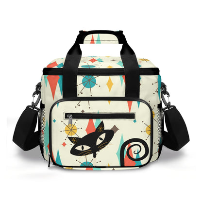 Atomic Retro Black Cat Franciscan Starburst Insulated Cooler Pool Beach Bag - Mid Century Modern Gal