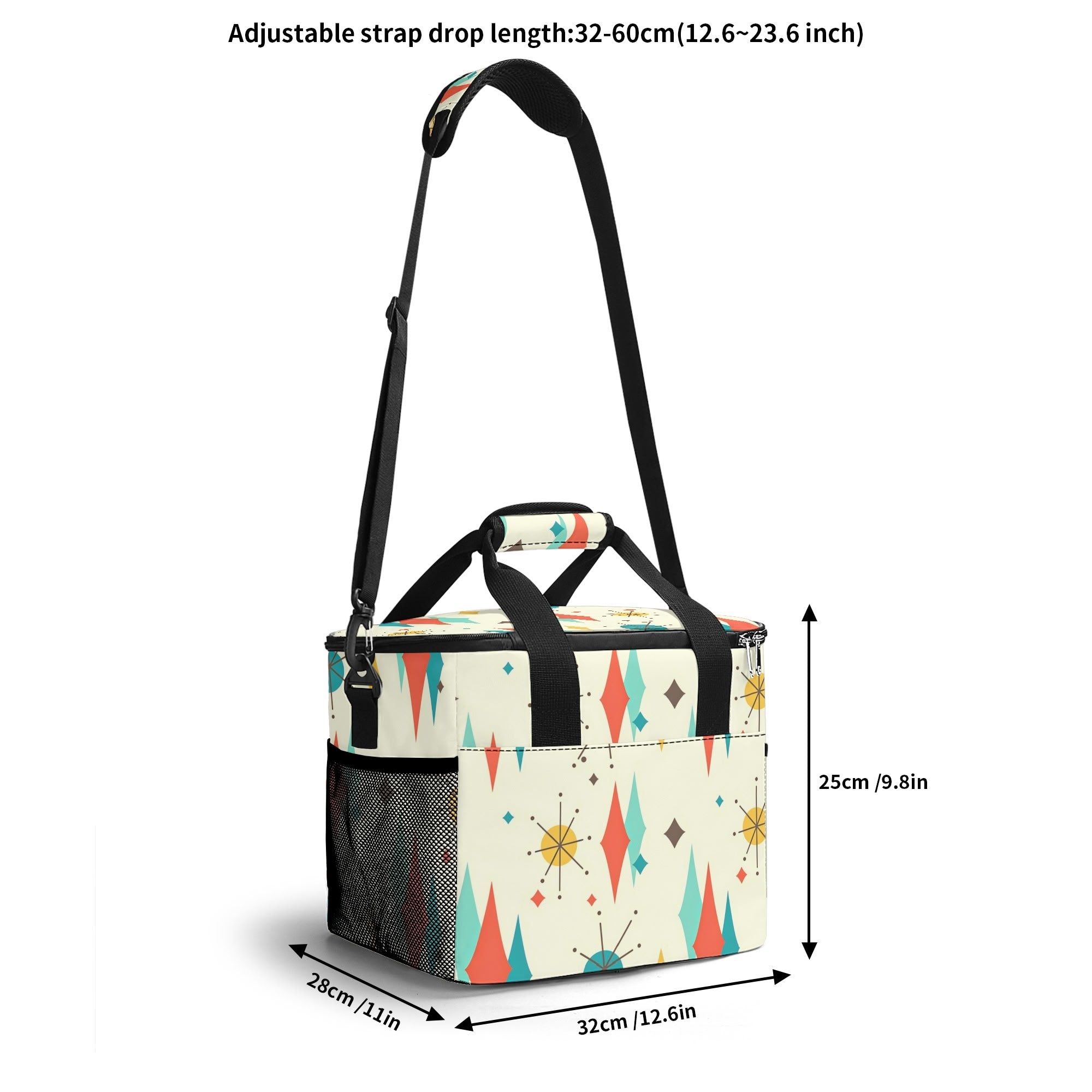 Atomic Retro Black Cat Franciscan Starburst Insulated Cooler Pool Beach Bag - Mid Century Modern Gal