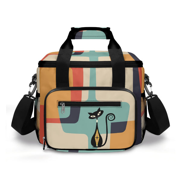 Atomic Cat Mid Century Modern Designed, Kitschy Mod Beach, Pool Cooler Bag
