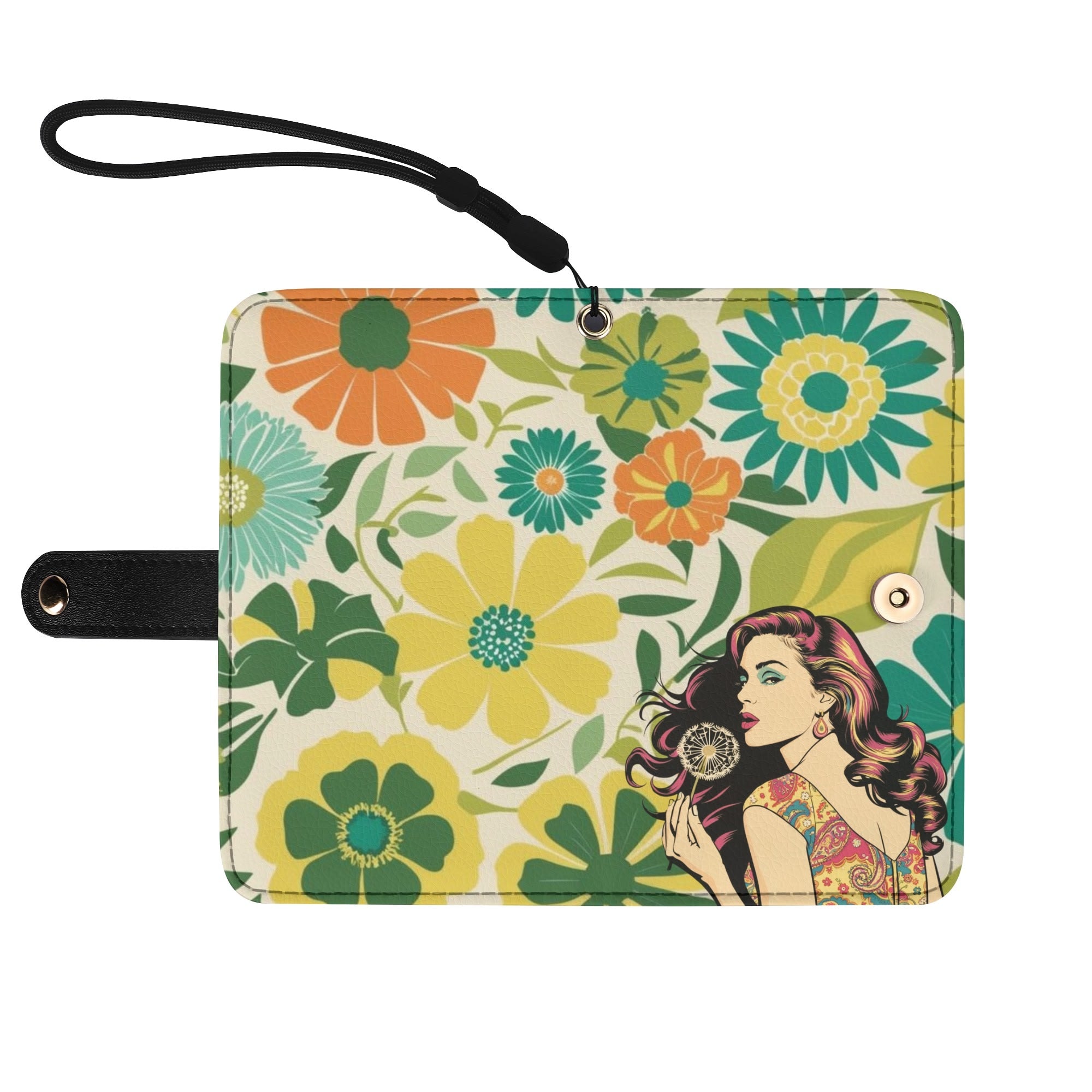 Groovy Flower Power Retro Mod  Phone Flip Case Mobile Phone - Mid Century Modern Gal