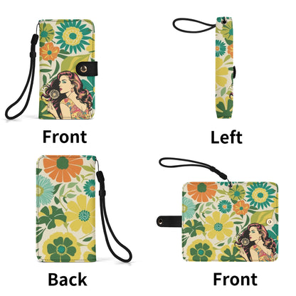 Groovy Flower Power Retro Mod  Phone Flip Case Mobile Phone - Mid Century Modern Gal