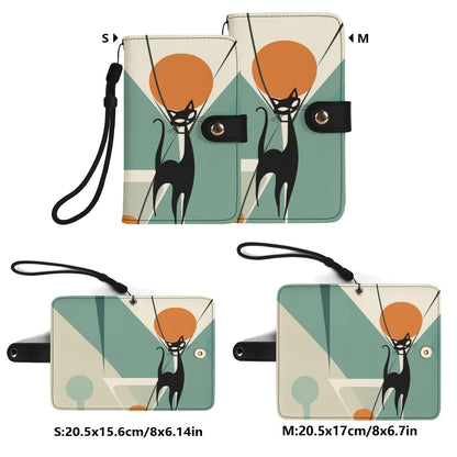 Atomic Black Cat, Kitschy Mod Martini Design Phone Flip Case Phone Models - Mid Century Modern Gal