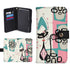 Atomic Cat Flip Phone Case, Pink Aqua Boomerang Starburst Phone Cover Wristlet - Mid Century Modern Gal