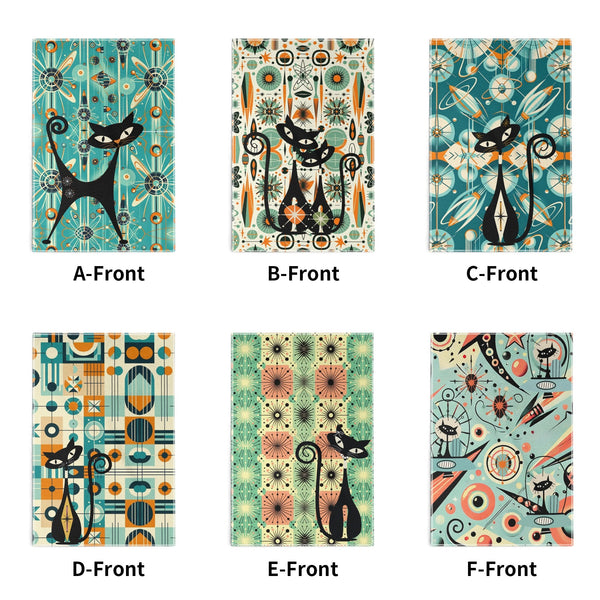 Atomic Space Cats Mid Century Modern Kitschy Bath Kitchen Towels