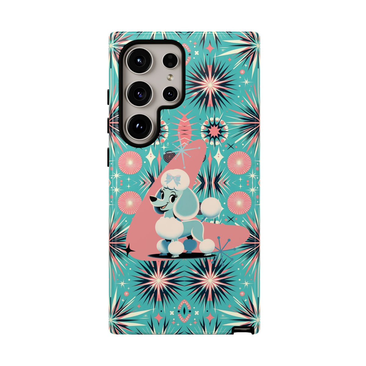 1950s Mid Century Modern Atomic Pink, Poodle Retro Smart Phone Tough Cases