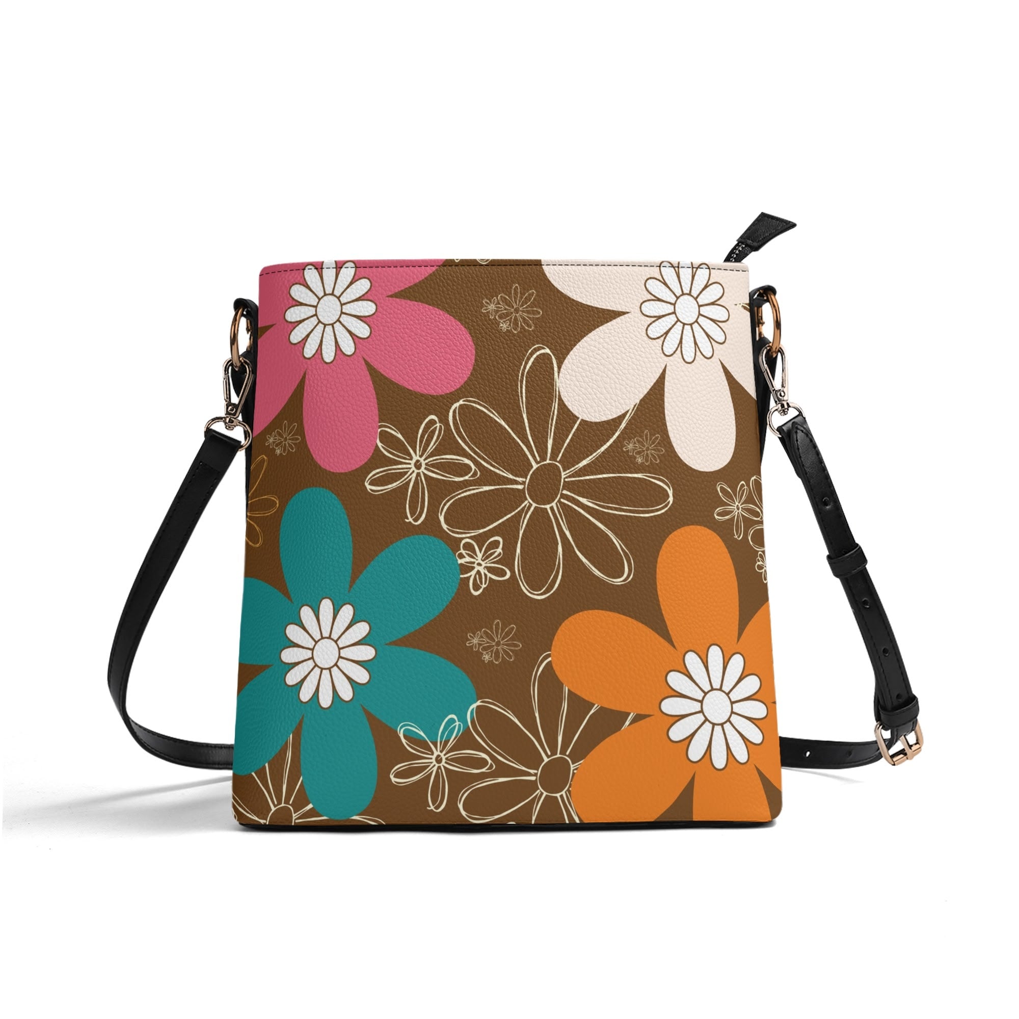 Retro 70s Flower Power Hippie Chick Mod Daisy Summer Bucket Bag - Mid Century Modern Gal