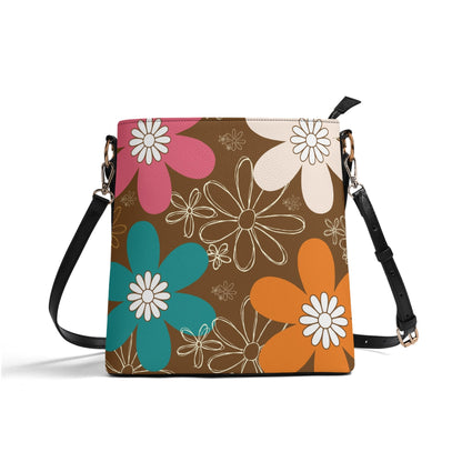Retro 70s Flower Power Hippie Chick Mod Daisy Summer Bucket Bag - Mid Century Modern Gal
