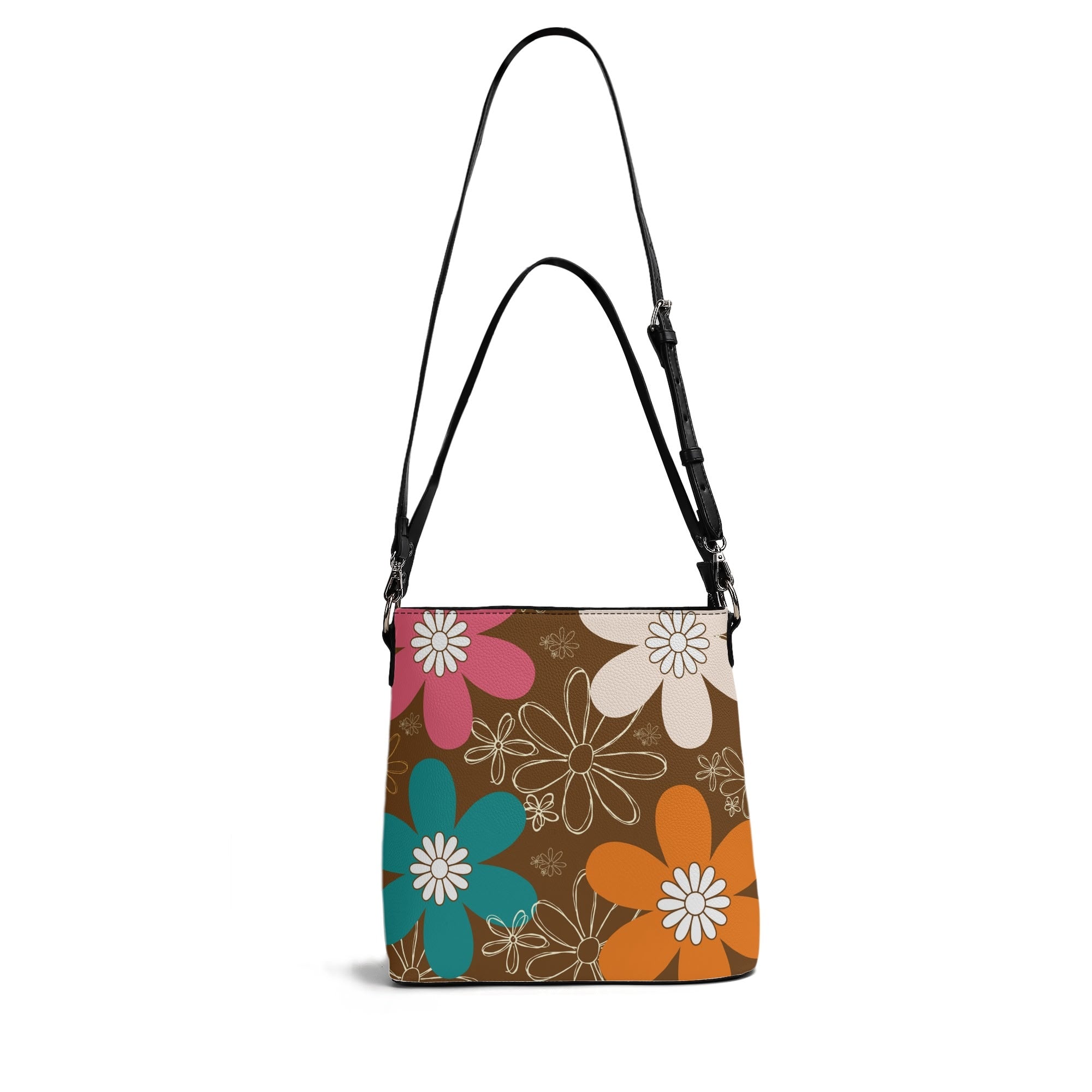Retro 70s Flower Power Hippie Chick Mod Daisy Summer Bucket Bag - Mid Century Modern Gal