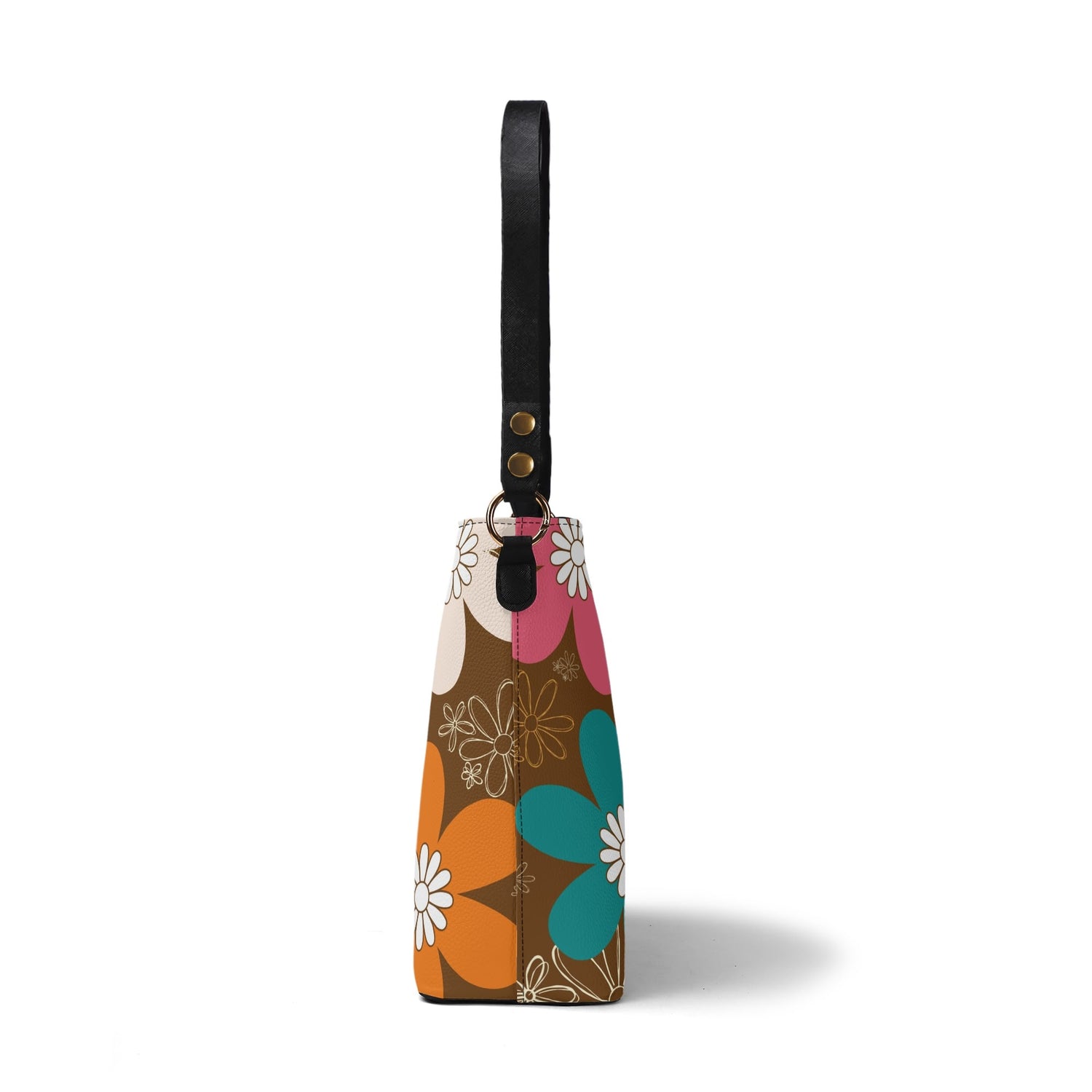 Retro 70s Flower Power Hippie Chick Mod Daisy Summer Bucket Bag - Mid Century Modern Gal