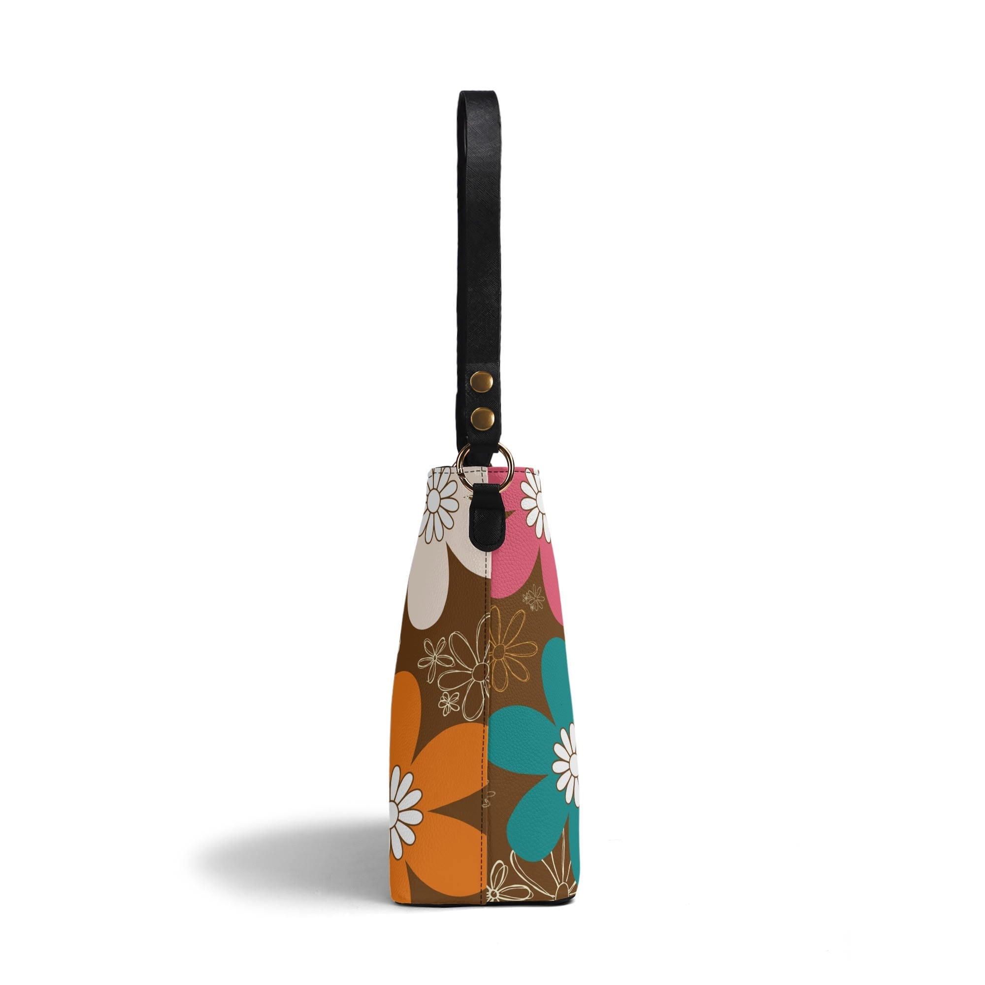 Retro 70s Flower Power Hippie Chick Mod Daisy Summer Bucket Bag - Mid Century Modern Gal