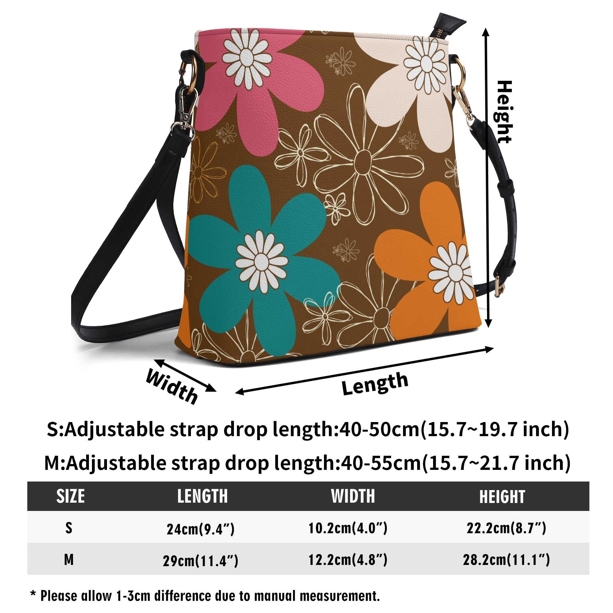 Retro 70s Flower Power Hippie Chick Mod Daisy Summer Bucket Bag - Mid Century Modern Gal