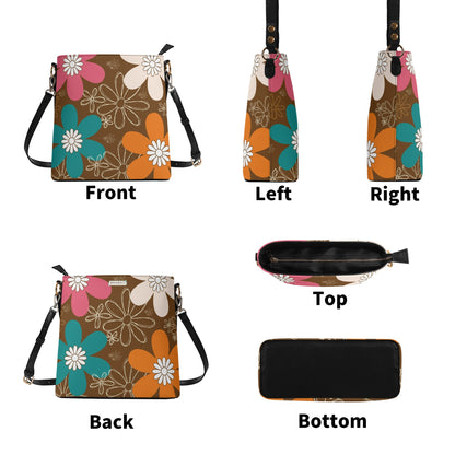 Retro 70s Flower Power Hippie Chick Mod Daisy Summer Bucket Bag - Mid Century Modern Gal