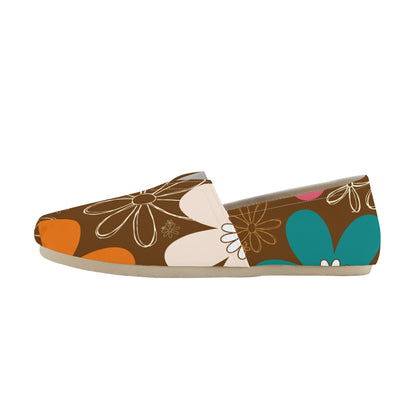 Retro 70s Flower Power Groovy Mod Comfy Womens Casual Shoes - Mid Century Modern Gal
