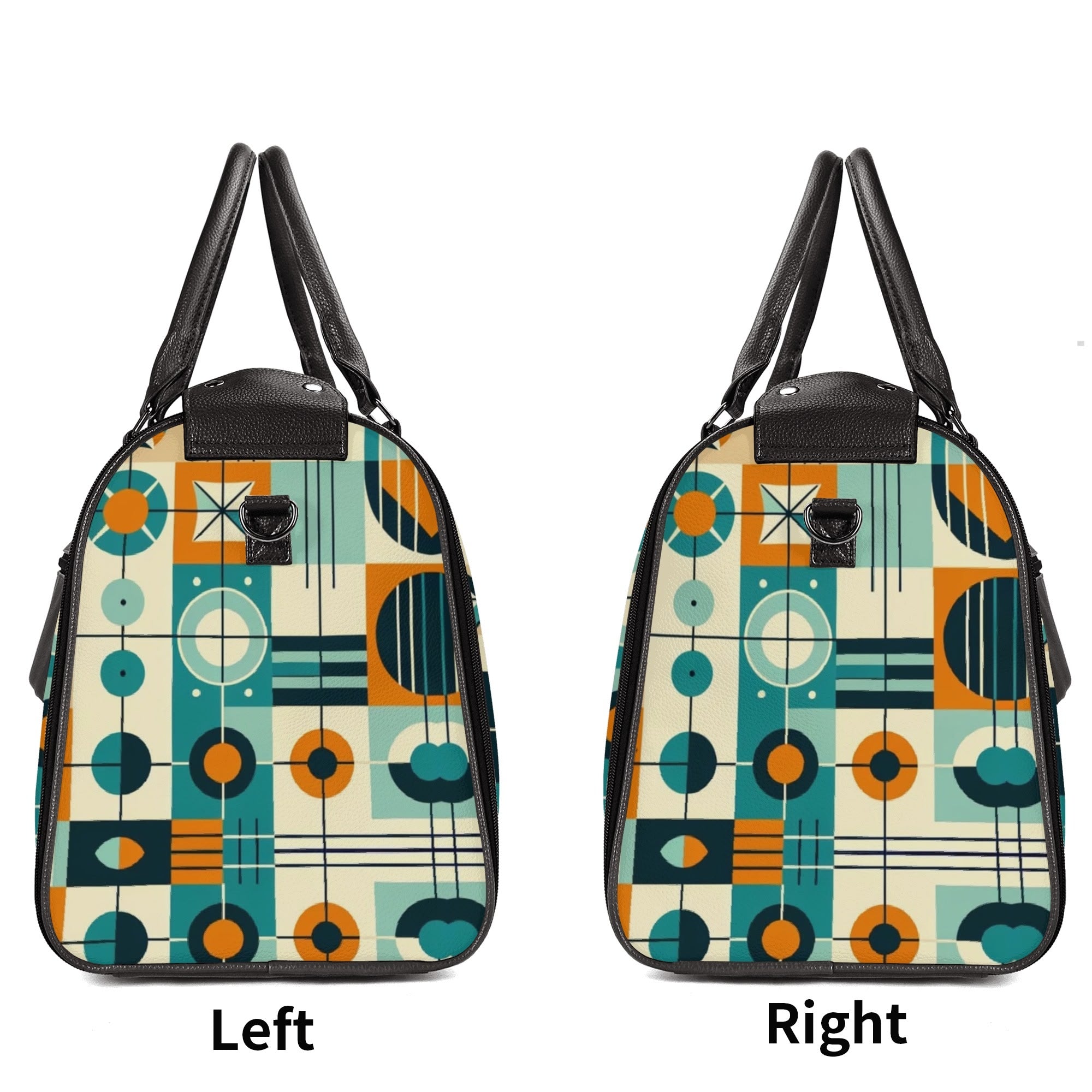 Mid Century Modern Travel Vibes, Bauhaus Designed Geometric Mod Trifold Foldable Duffle Bag - Mid Century Modern Gal
