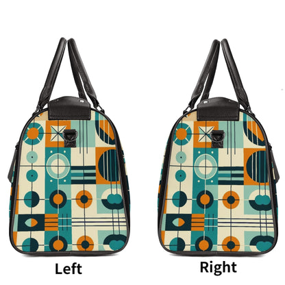 Mid Century Modern Travel Vibes, Bauhaus Designed Geometric Mod Trifold Foldable Duffle Bag - Mid Century Modern Gal