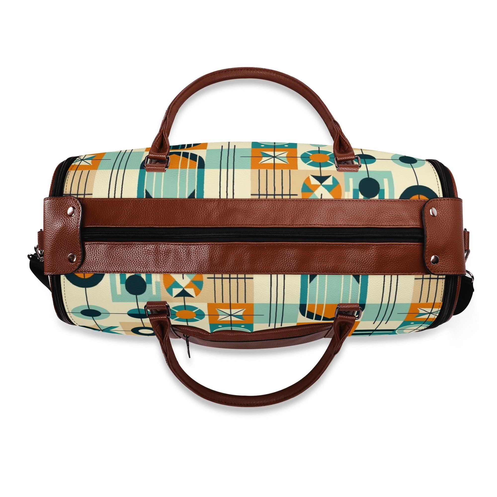 Mid Century Modern Travel Vibes, Bauhaus Designed Geometric Mod Trifold Foldable Duffle Bag - Mid Century Modern Gal