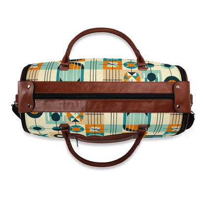 Mid Century Modern Travel Vibes, Bauhaus Designed Geometric Mod Trifold Foldable Duffle Bag - Mid Century Modern Gal