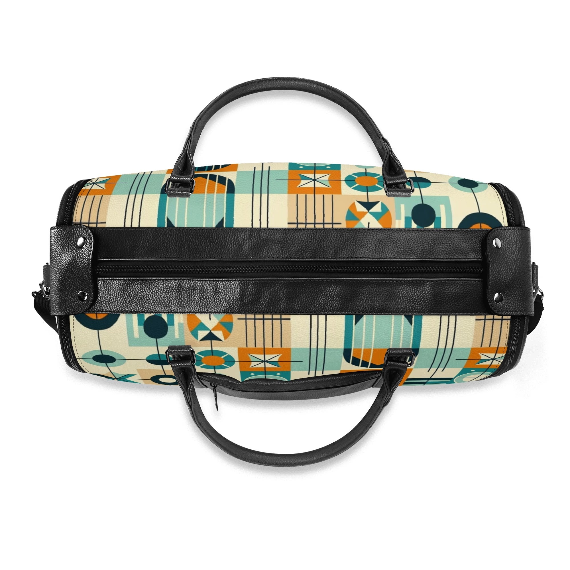 Mid Century Modern Travel Vibes, Bauhaus Designed Geometric Mod Trifold Foldable Duffle Bag - Mid Century Modern Gal