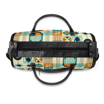 Mid Century Modern Travel Vibes, Bauhaus Designed Geometric Mod Trifold Foldable Duffle Bag - Mid Century Modern Gal