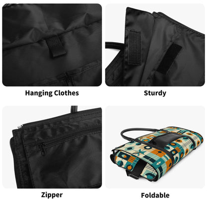 Mid Century Modern Travel Vibes, Bauhaus Designed Geometric Mod Trifold Foldable Duffle Bag - Mid Century Modern Gal