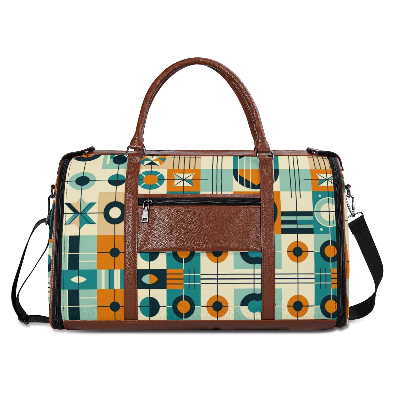 Mid Century Modern Travel Vibes, Bauhaus Designed Geometric Mod Trifold Foldable Duffle Bag - Mid Century Modern Gal