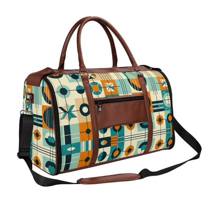Mid Century Modern Travel Vibes, Bauhaus Designed Geometric Mod Trifold Foldable Duffle Bag - Mid Century Modern Gal