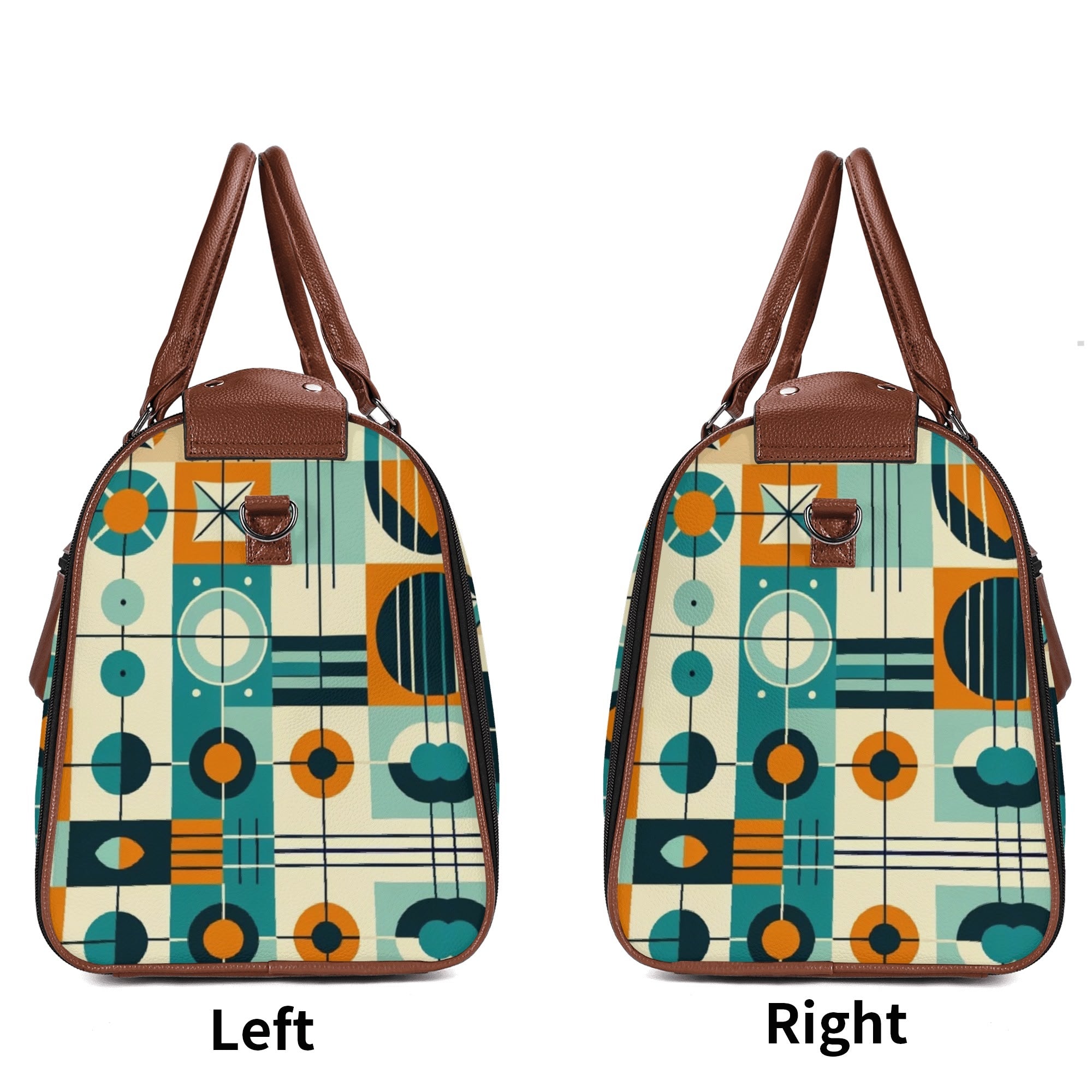 Mid Century Modern Travel Vibes, Bauhaus Designed Geometric Mod Trifold Foldable Duffle Bag - Mid Century Modern Gal