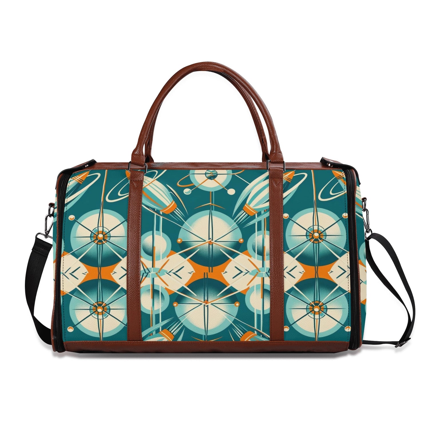 Mid Mod Retro Teal Space Age MCM Duffle Bag Foldable Travel Bag - Mid Century Modern Gal