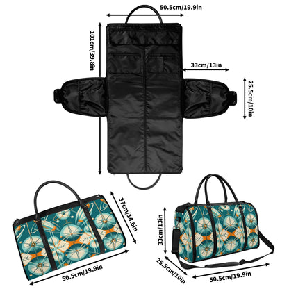 Mid Mod Retro Teal Space Age MCM Duffle Bag Foldable Travel Bag - Mid Century Modern Gal