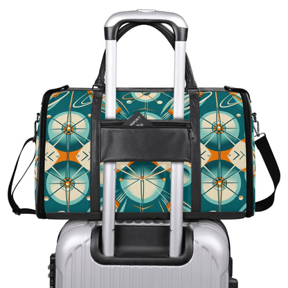 Mid Mod Retro Teal Space Age MCM Duffle Bag Foldable Travel Bag - Mid Century Modern Gal