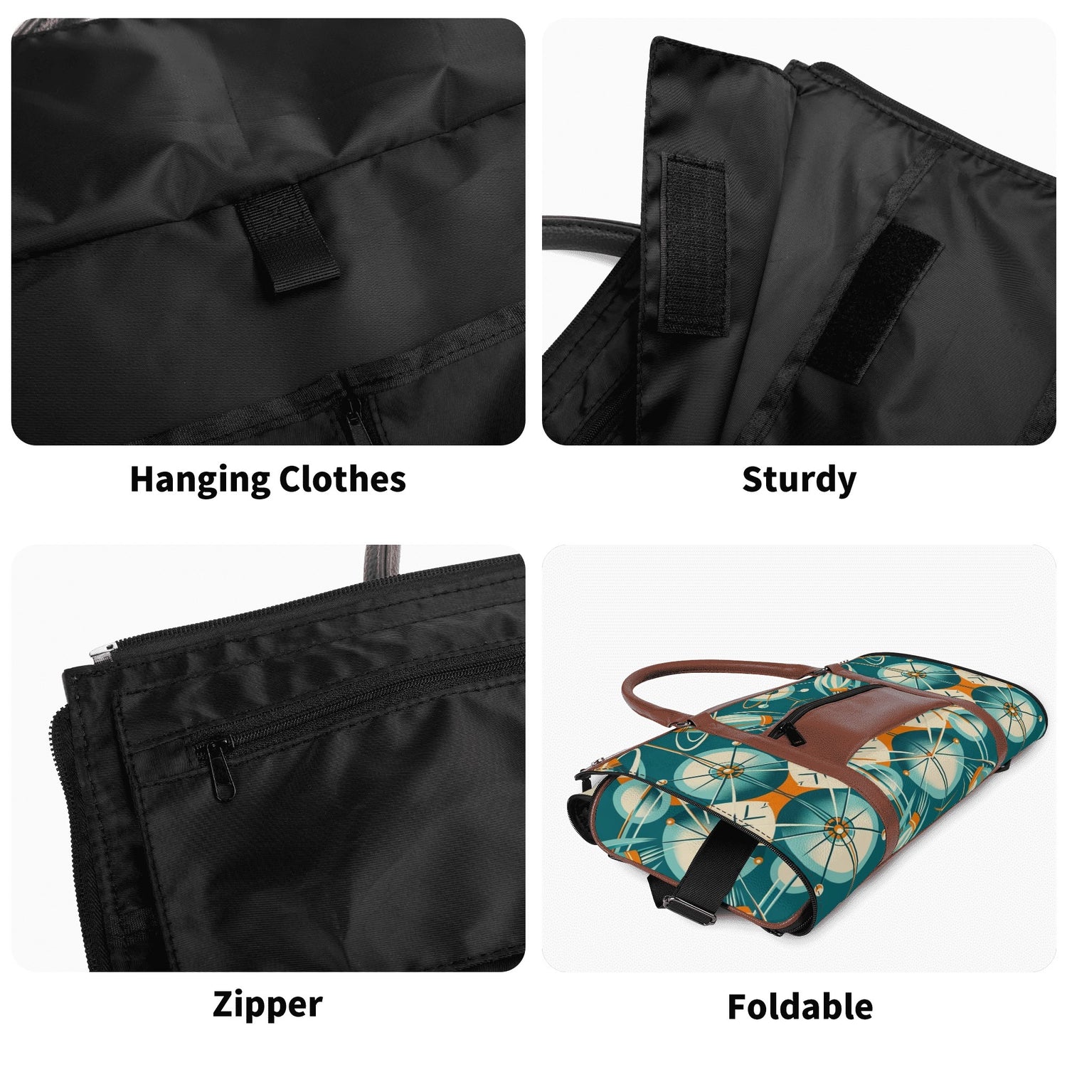 Mid Mod Retro Teal Space Age MCM Duffle Bag Foldable Travel Bag - Mid Century Modern Gal