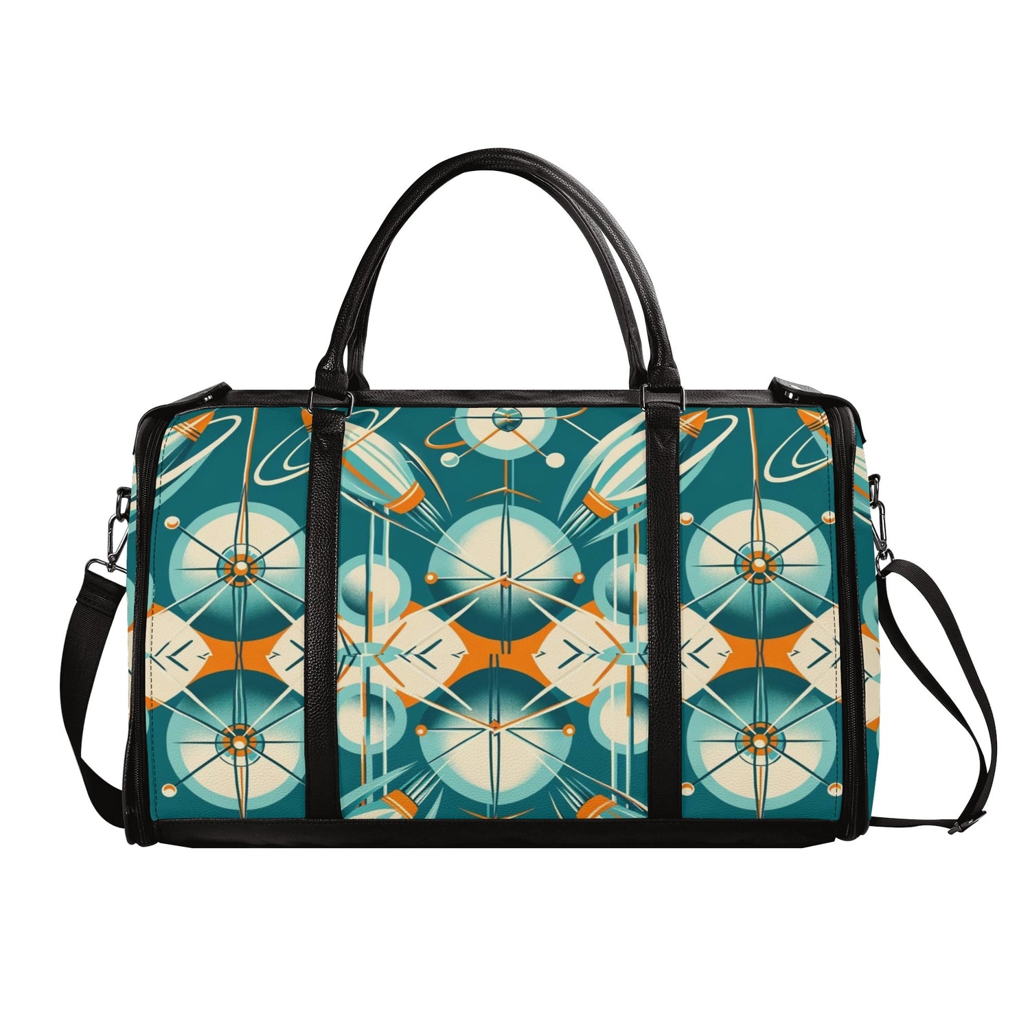 Mid Mod Retro Teal Space Age MCM Duffle Bag Foldable Travel Bag - Mid Century Modern Gal