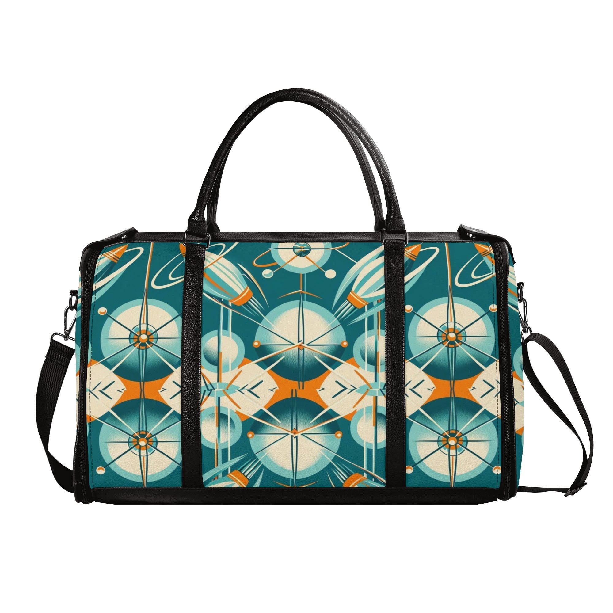 Mid Mod Retro Teal Space Age MCM Duffle Bag Foldable Travel Bag - Mid Century Modern Gal
